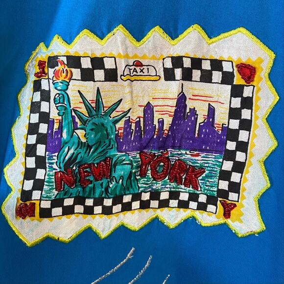 VICTORIA JONES T-SHIRT Women's Travel Post Cards Blue Sz 3X Eclectic Subliminal - Picture 3 of 10